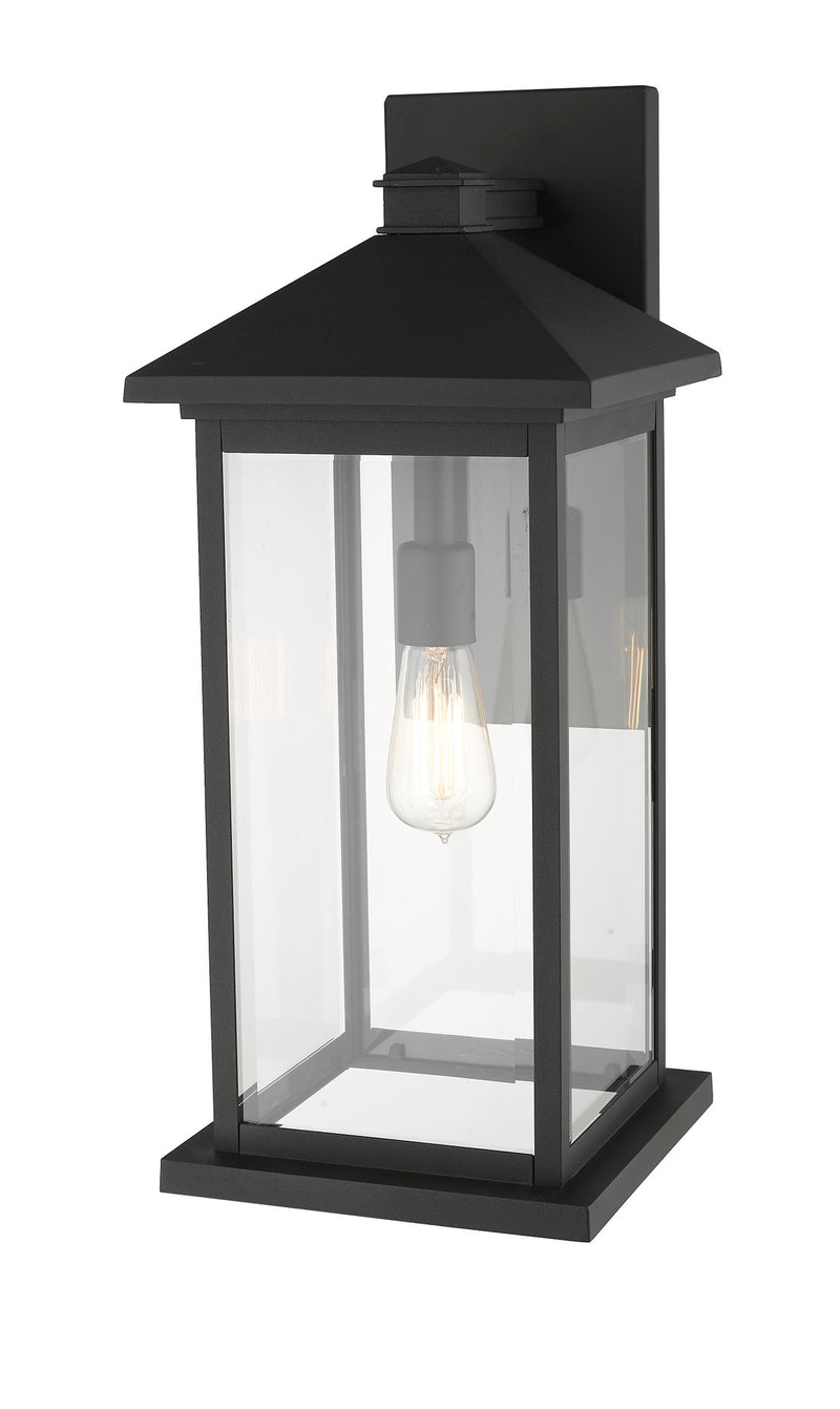 Portland 1 Light 9.5" Outdoor Wall Light, 22" Tall in Black