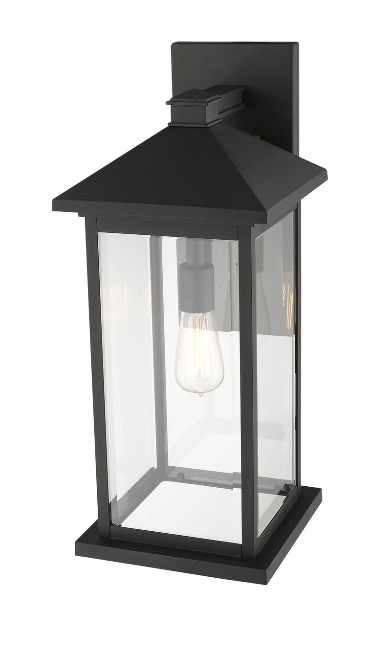 Portland 1 Light 9.5" Outdoor Wall Light, 22" Tall in Black