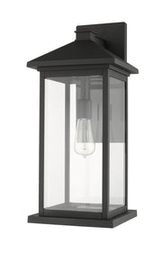 Portland 1 Light 9.5" Outdoor Wall Light, 22" Tall in Black