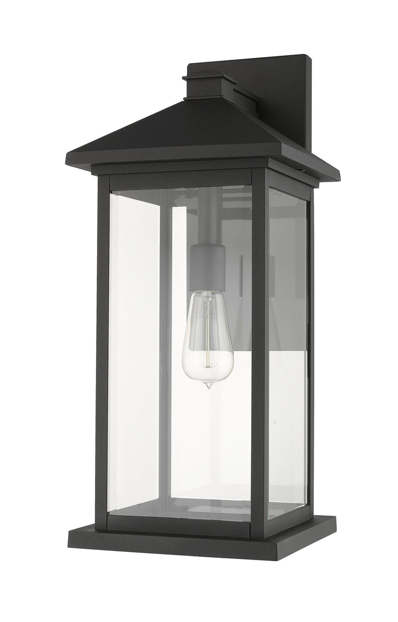 Portland 1 Light 9.5" Outdoor Wall Light, 22" Tall in Black