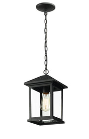 Portland 1 Light 8" Outdoor Chain Mount Ceiling Fixture in Black