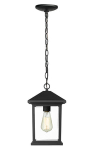 Portland 1 Light 8" Outdoor Chain Mount Ceiling Fixture in Black