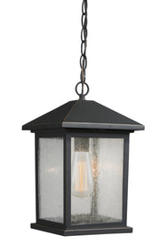 Portland 1 Light 8" Outdoor Chain Mount Ceiling Fixture in Oil Rubbed Bronze
