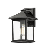 Portland 1 Light 8" Outdoor Wall Light, 14" Tall in Black