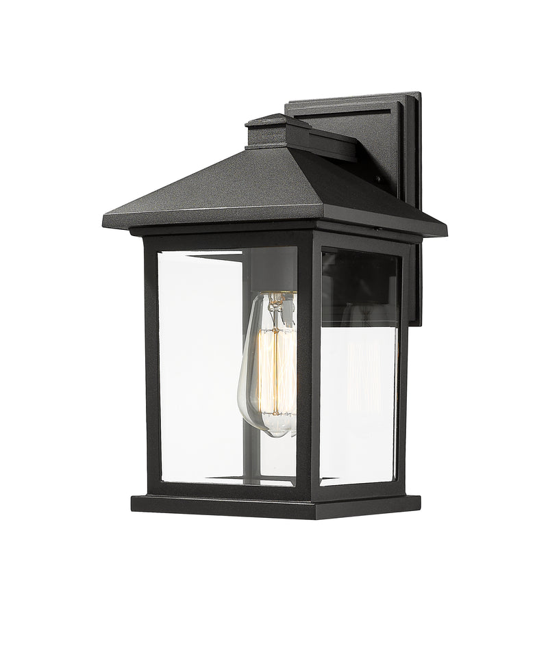 Portland 1 Light 8" Outdoor Wall Light, 14" Tall in Black
