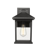 Portland 1 Light 8" Outdoor Wall Light, 14" Tall in Black