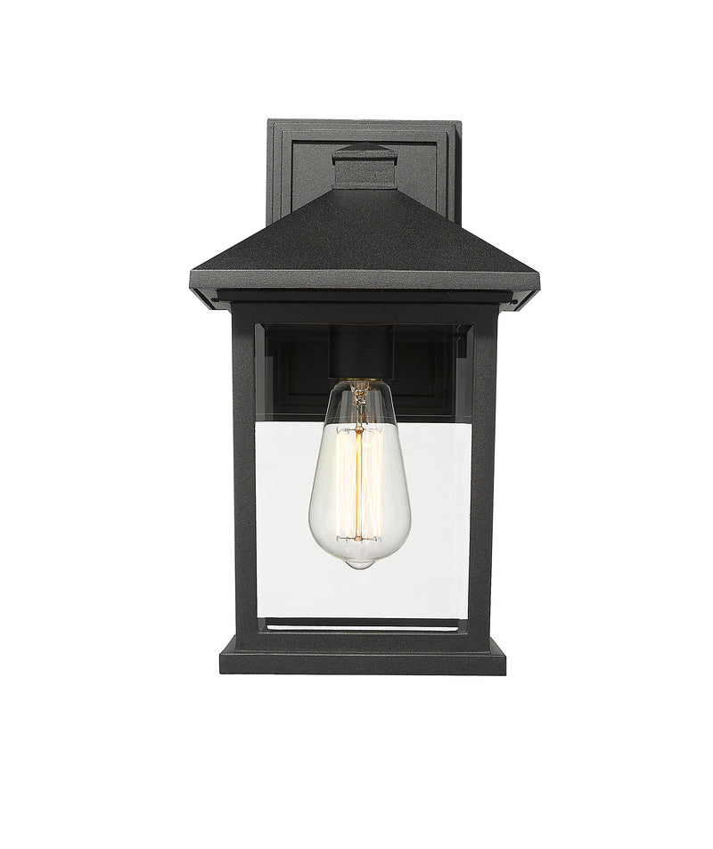 Portland 1 Light 8" Outdoor Wall Light, 14" Tall in Black