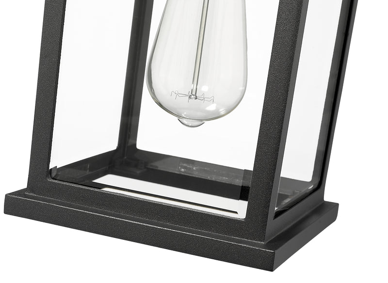 Portland 1 Light 8" Outdoor Wall Light, 14" Tall in Black