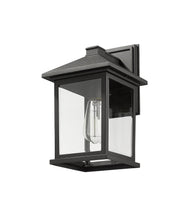 Portland 1 Light 8" Outdoor Wall Light, 14" Tall in Black