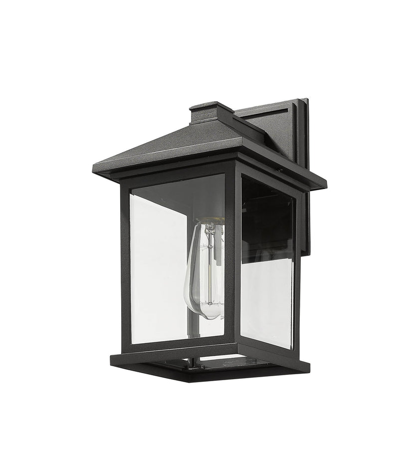 Portland 1 Light 8" Outdoor Wall Light, 14" Tall in Black