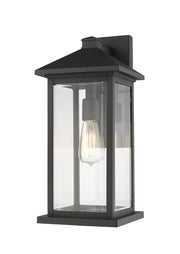 Portland 1 Light 8" Outdoor Wall Light, 18" Tall in Black