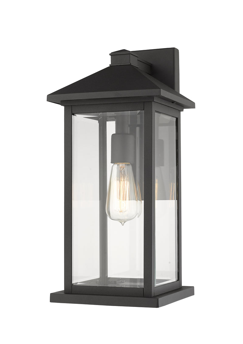 Portland 1 Light 8" Outdoor Wall Light, 18" Tall in Black