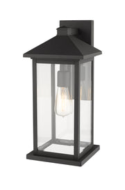 Portland 1 Light 8" Outdoor Wall Light, 18" Tall in Black