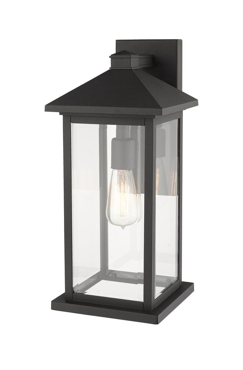 Portland 1 Light 8" Outdoor Wall Light, 18" Tall in Black