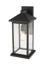 Portland 1 Light 8" Outdoor Wall Light, 18" Tall in Black