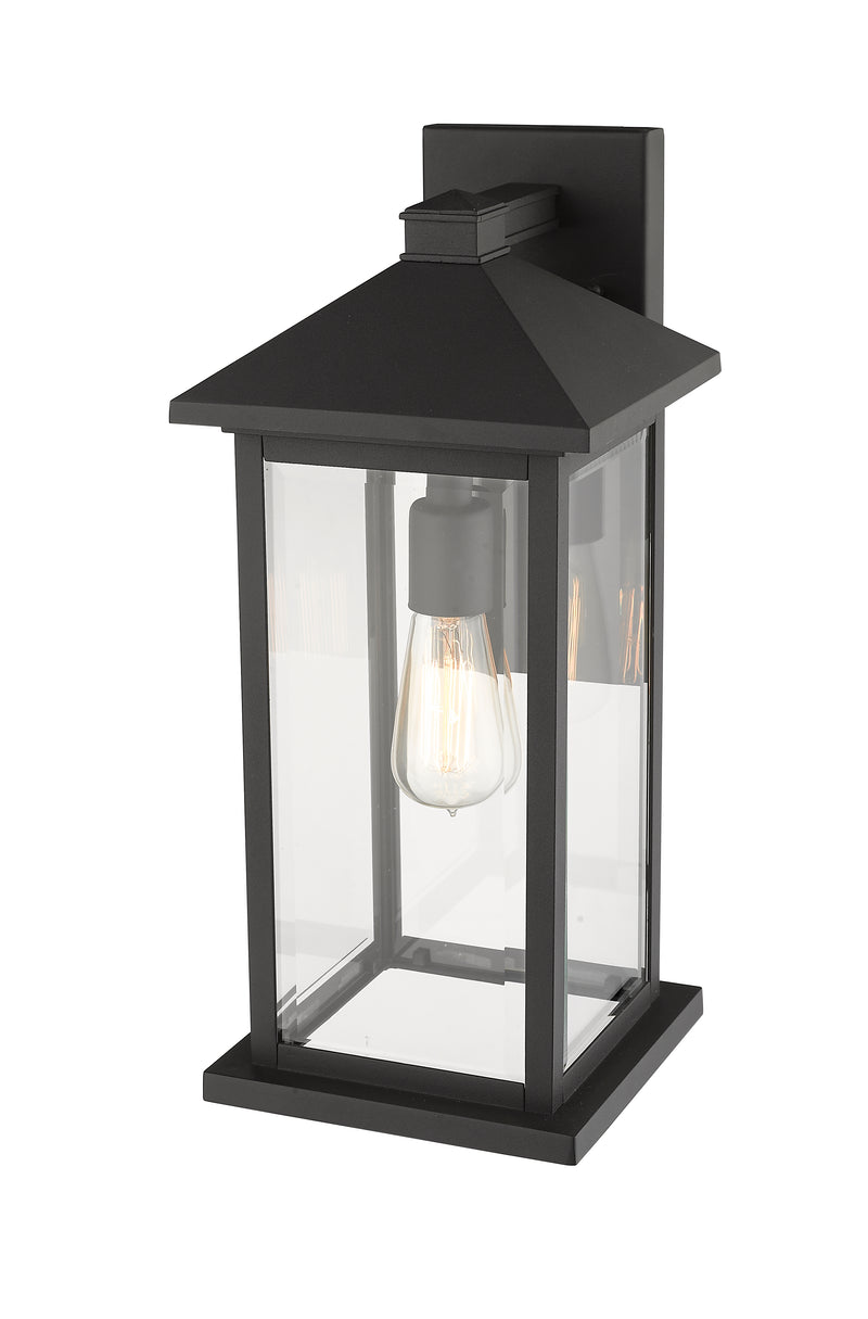 Portland 1 Light 8" Outdoor Wall Light, 18" Tall in Black