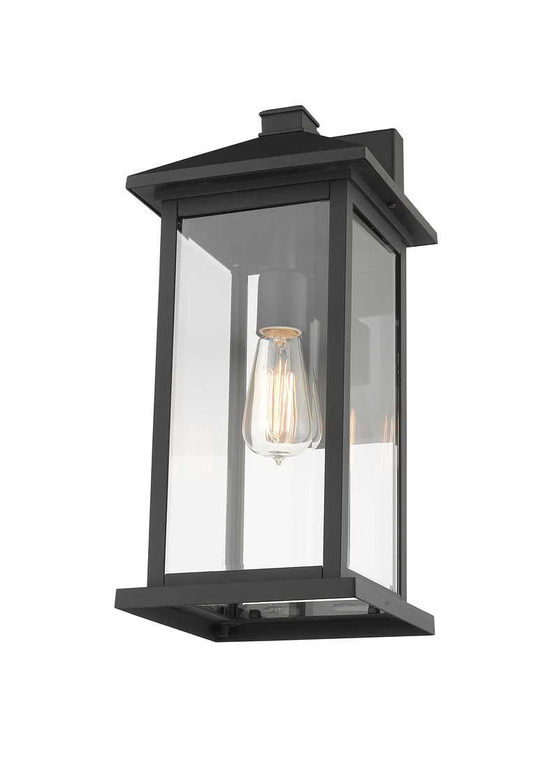 Portland 1 Light 8" Outdoor Wall Light, 18" Tall in Black