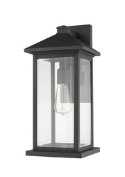 Portland 1 Light 8" Outdoor Wall Light, 18" Tall in Black