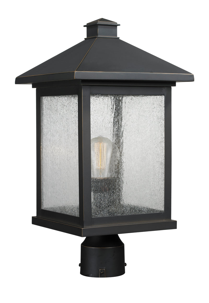 Portland 1 Light 9.5" Outdoor Post Mount Fixture, 18.5" Tall Lantern in Oil Rubbed Bronze, Post Top Only, Round Fitter