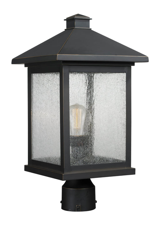 Portland 1 Light 9.5" Outdoor Post Mount Fixture, 18.5" Tall Lantern in Oil Rubbed Bronze, Post Top Only, Round Fitter