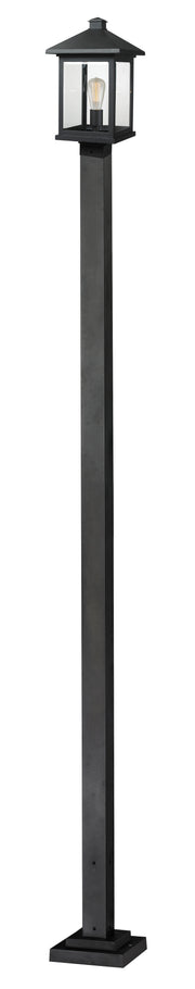 Portland 1 Light 9.5" Outdoor Post Mount Fixture, 18.5" Tall Lantern in Black, 96" Square Post