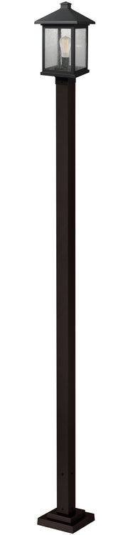 Portland 1 Light 9.5" Outdoor Post Mount Fixture, 18.5" Tall Lantern in Oil Rubbed Bronze, 96" Square Post