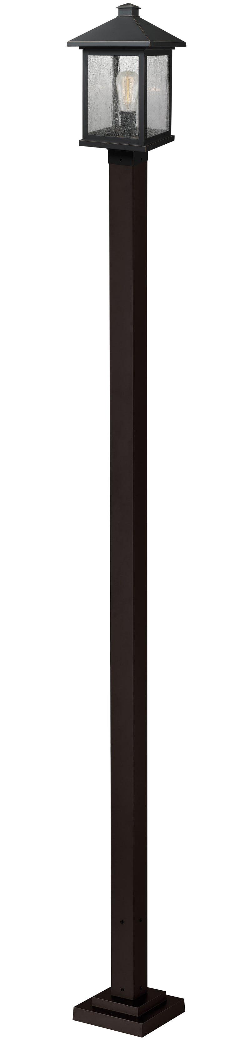 Portland 1 Light 9.5" Outdoor Post Mount Fixture, 18.5" Tall Lantern in Oil Rubbed Bronze, 96" Square Post