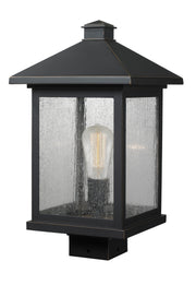 Portland 1 Light 9.5" Outdoor Post Mount Fixture, 18.5" Tall Lantern in Oil Rubbed Bronze, Post Top Only, Square Fitter