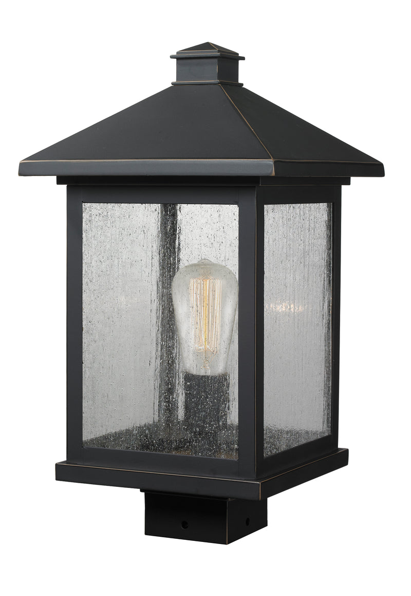 Portland 1 Light 9.5" Outdoor Post Mount Fixture, 18.5" Tall Lantern in Oil Rubbed Bronze, Post Top Only, Square Fitter