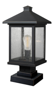 Portland 1 Light 9.5" Outdoor Post Mount Fixture, 18.5" Tall Lantern in Oil Rubbed Bronze, Square Pier Mount