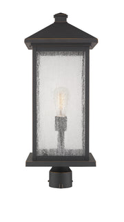 Portland 1 Light 9.5" Outdoor Post Mount Fixture, 24" Tall Lantern in Oil Rubbed Bronze, Post Top Only, Round Fitter
