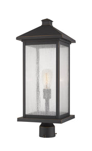 Portland 1 Light 9.5" Outdoor Post Mount Fixture, 24" Tall Lantern in Oil Rubbed Bronze, Post Top Only, Round Fitter