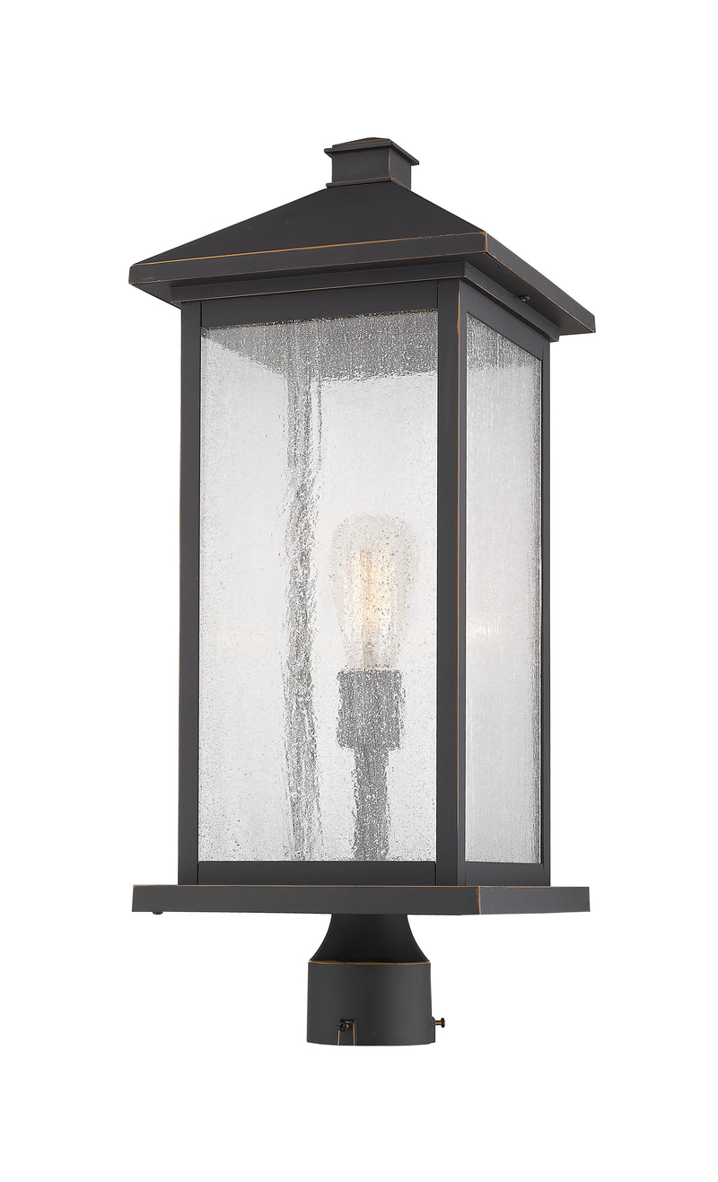 Portland 1 Light 9.5" Outdoor Post Mount Fixture, 24" Tall Lantern in Oil Rubbed Bronze, Post Top Only, Round Fitter