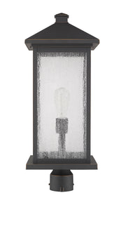 Portland 1 Light 9.5" Outdoor Post Mount Fixture, 24" Tall Lantern in Oil Rubbed Bronze, Post Top Only, Round Fitter