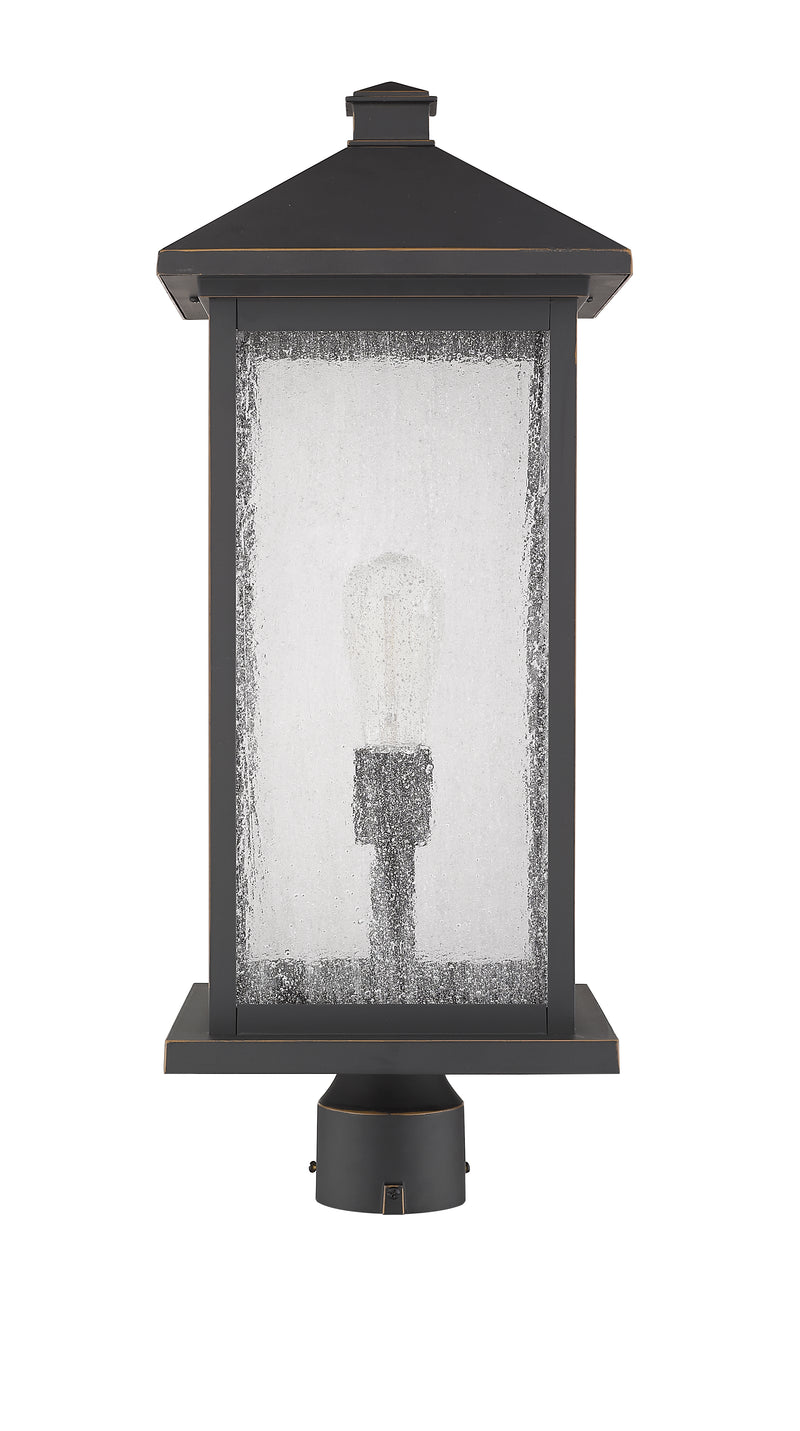 Portland 1 Light 9.5" Outdoor Post Mount Fixture, 24" Tall Lantern in Oil Rubbed Bronze, Post Top Only, Round Fitter