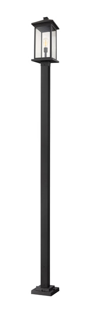 Portland 1 Light 9.5" Outdoor Post Mount Fixture, 24" Tall Lantern in Black, 96" Square Post