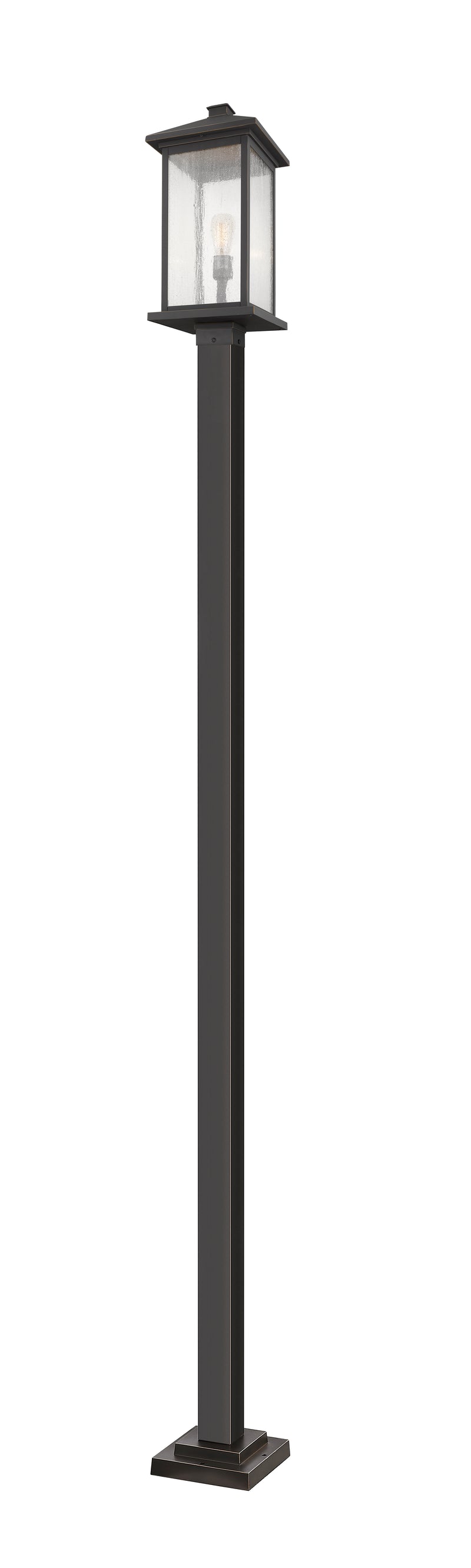 Portland 1 Light 9.5" Outdoor Post Mount Fixture, 24" Tall Lantern in Oil Rubbed Bronze, 96" Square Post