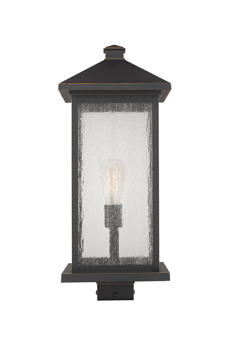 Portland 1 Light 9.5" Outdoor Post Mount Fixture, 24" Tall Lantern in Oil Rubbed Bronze, Post Top Only, Square Fitter