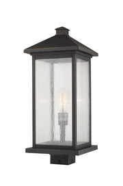 Portland 1 Light 9.5" Outdoor Post Mount Fixture, 24" Tall Lantern in Oil Rubbed Bronze, Post Top Only, Square Fitter