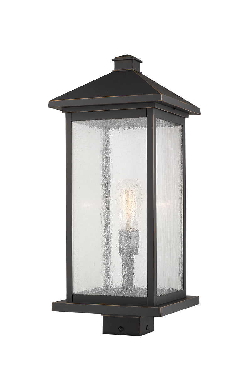 Portland 1 Light 9.5" Outdoor Post Mount Fixture, 24" Tall Lantern in Oil Rubbed Bronze, Post Top Only, Square Fitter