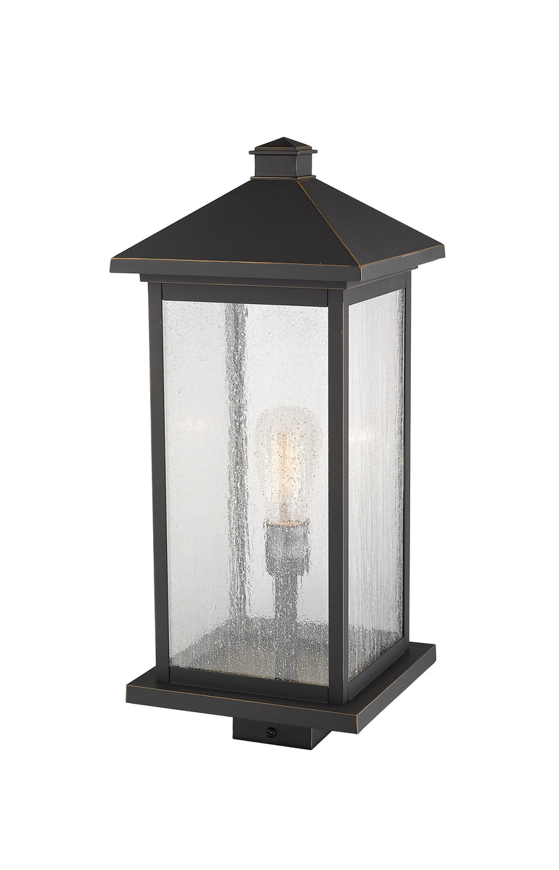 Portland 1 Light 9.5" Outdoor Post Mount Fixture, 24" Tall Lantern in Oil Rubbed Bronze, Post Top Only, Square Fitter