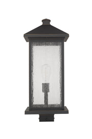 Portland 1 Light 9.5" Outdoor Post Mount Fixture, 24" Tall Lantern in Oil Rubbed Bronze, Post Top Only, Square Fitter