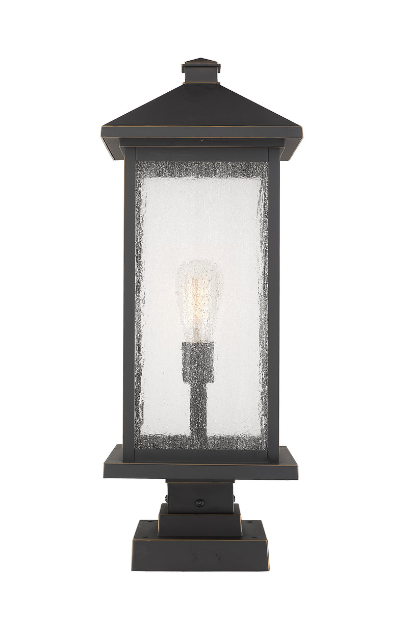 Portland 1 Light 9.5" Outdoor Post Mount Fixture, 24" Tall Lantern in Oil Rubbed Bronze, Square Pier Mount