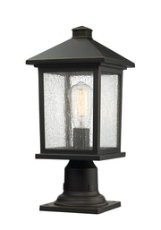 Portland 1 Light 8" Outdoor Post Mount Fixture in Oil Rubbed Bronze, Pier Mount, 6" Base