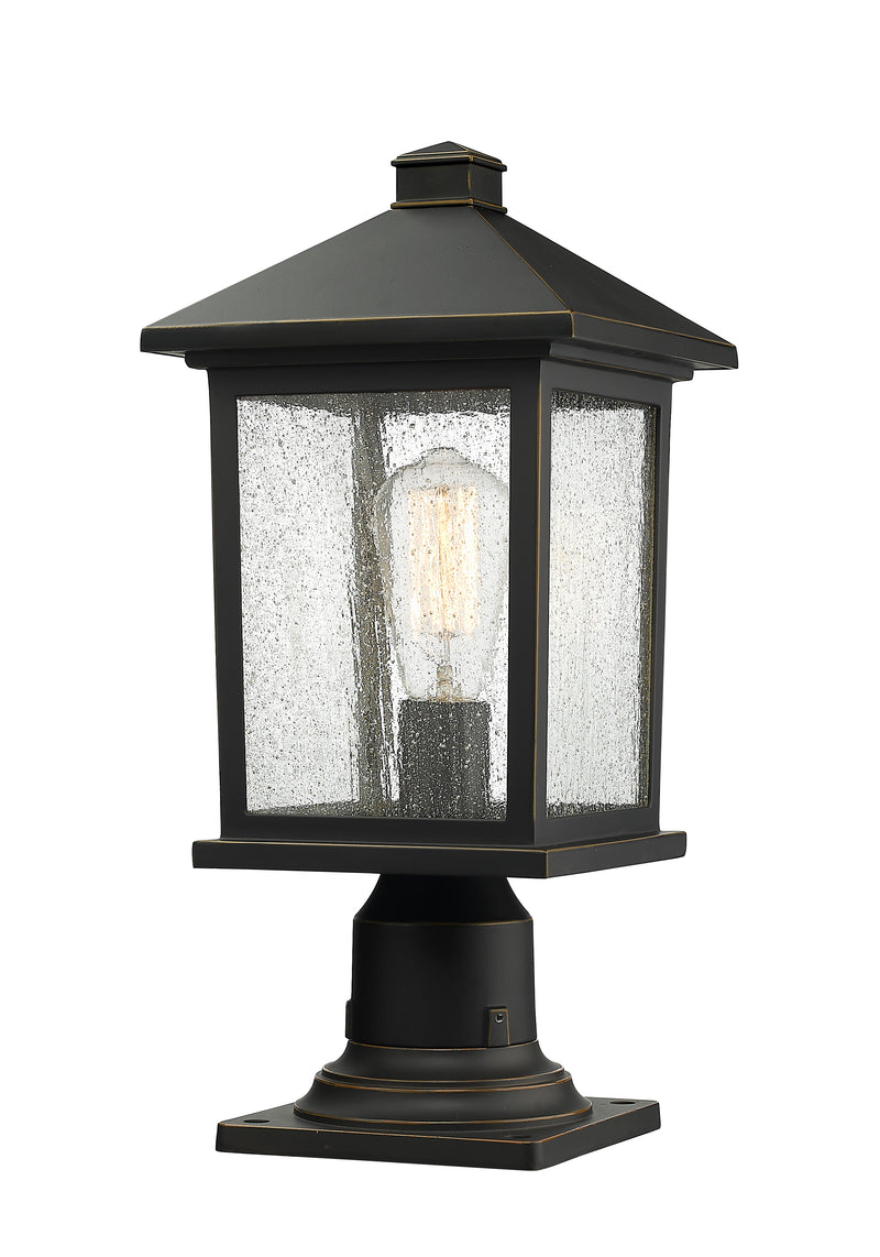 Portland 1 Light 8" Outdoor Post Mount Fixture in Oil Rubbed Bronze, Pier Mount, 6" Base
