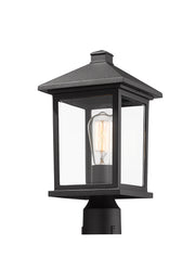 Portland 1 Light 8" Outdoor Post Mount Fixture in Black, Post Top Only, Round Fitter