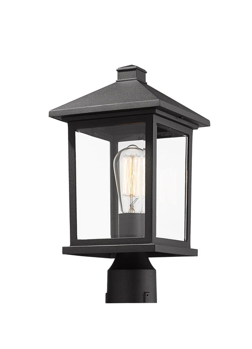 Portland 1 Light 8" Outdoor Post Mount Fixture in Black, Post Top Only, Round Fitter