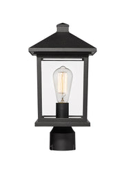 Portland 1 Light 8" Outdoor Post Mount Fixture in Black, Post Top Only, Round Fitter