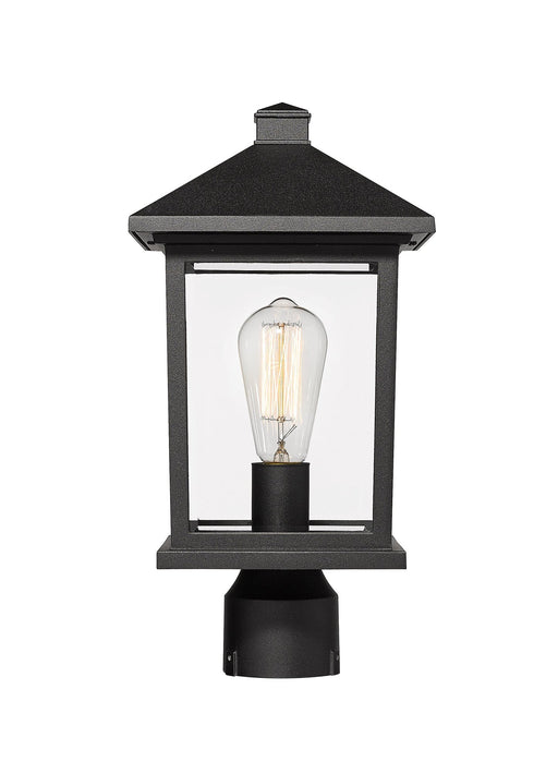 Portland 1 Light 8" Outdoor Post Mount Fixture in Black, Post Top Only, Round Fitter