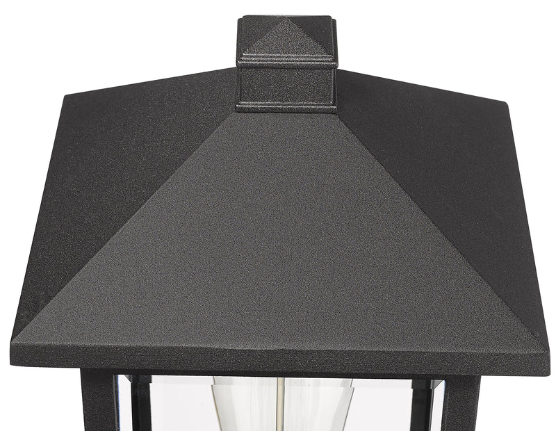 Portland 1 Light 8" Outdoor Post Mount Fixture in Black, Post Top Only, Round Fitter